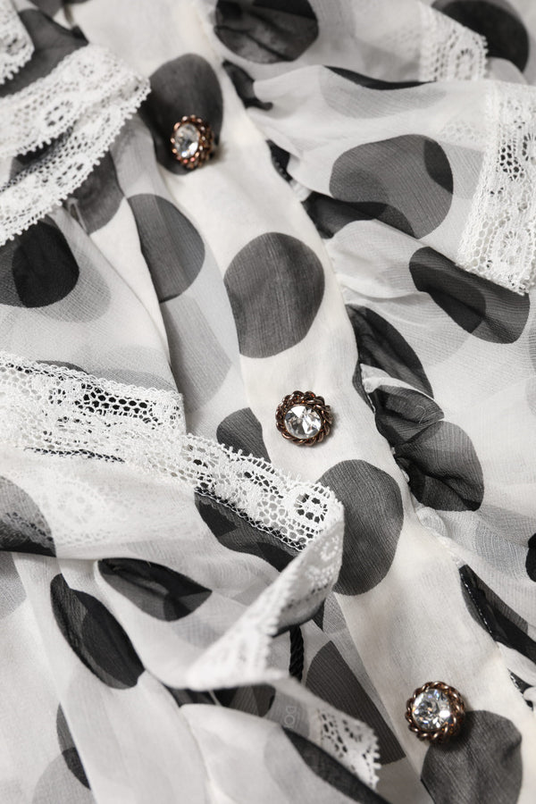 White Black Polka Dot Cotton Sleeveless Top