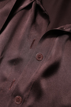 Brown Ascot Collar Long Sleeve Blouse Top