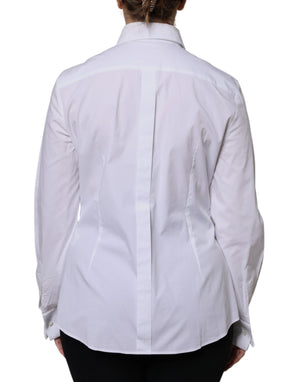 White Cotton Dress Collared Dress Shirt Top