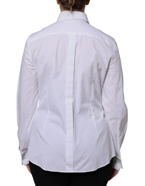 White Cotton Dress Collared Dress Shirt Top