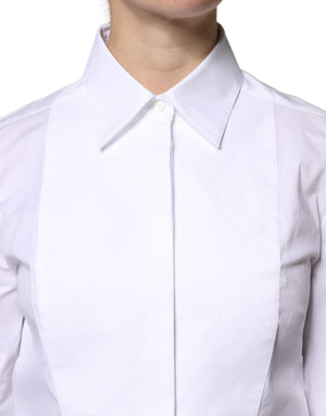 White Cotton Dress Collared Dress Shirt Top
