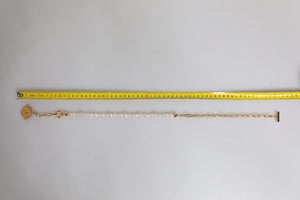 Gold Chain Brass Faux Pearl Charm Logo Pendant Necklace