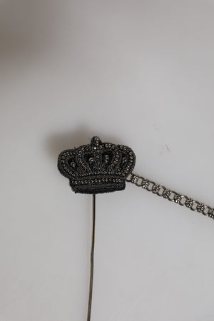 Silver Tone Brass Crown Chain Women Brooch Lapel Pin