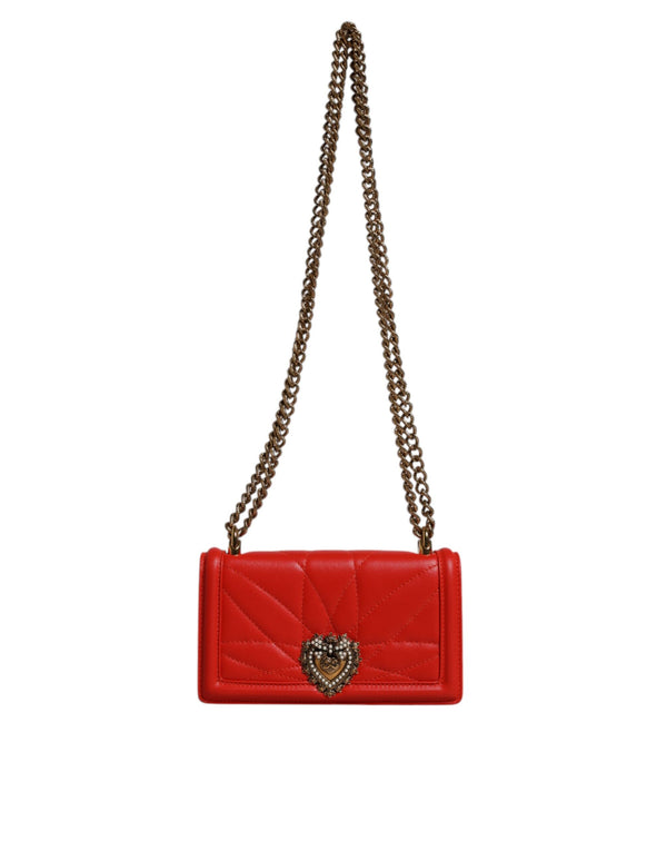 Red Quilted Devotion Crossbody Chain Phone Cover Bag