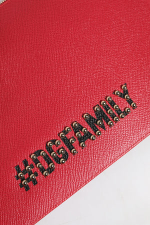 Red #DGFamily Embellished Leather Clutch Bag
