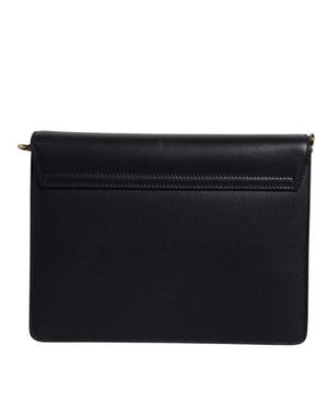 Black Calfskin Leather Shoulder Strap Bag