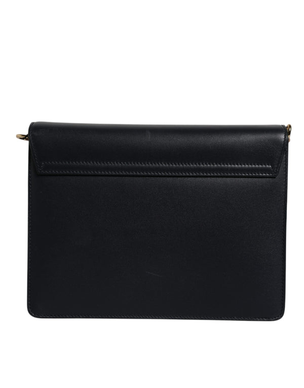 Black Calfskin Leather Shoulder Strap Bag