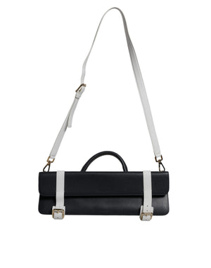 Blue White Calfskin Leather Crossbody Shoulder Bag