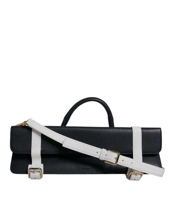 Blue White Calfskin Leather Crossbody Shoulder Bag