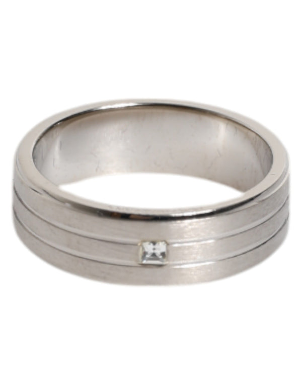 Silver Tone Brass Clear Crystal DG Logo Ring