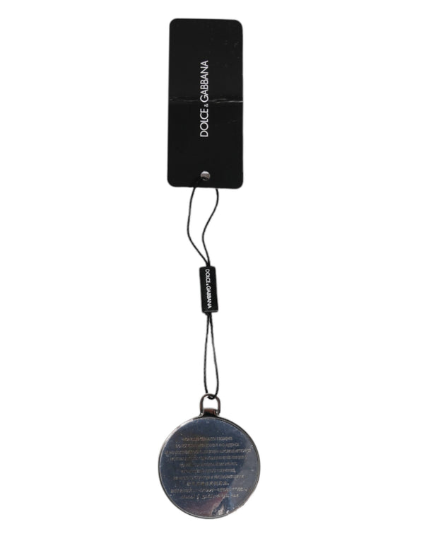 Pink Calfskin Leather Round Logo Hand Mirror Holder