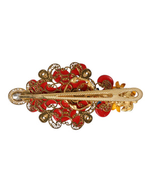Multicolor Spring CARRETTO Gold Brass Crystal Hair Clip