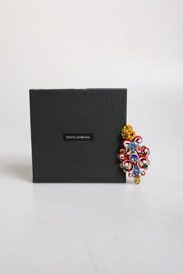 Multicolor Spring CARRETTO Gold Brass Crystal Hair Clip