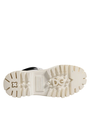 White Padded Mid Calf Lace Up Boots Shoes