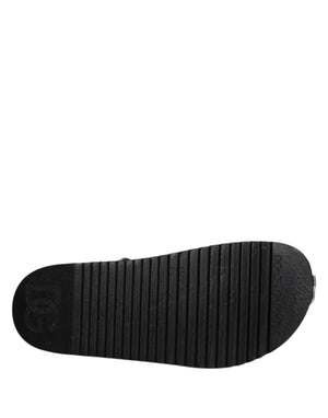 Black Crystal Embellish Strap Sandals Shoes