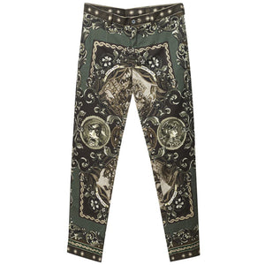Green Cotton Casual Pants