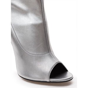Gray Leather Ankle Boots
