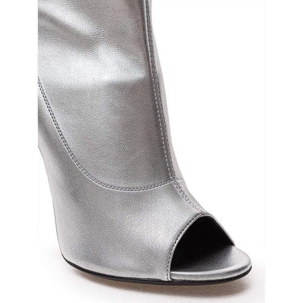 Gray Leather Ankle Boots