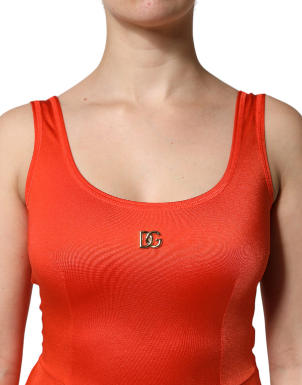 Orange Sleeveless Bodycon Jumpsuit Dress