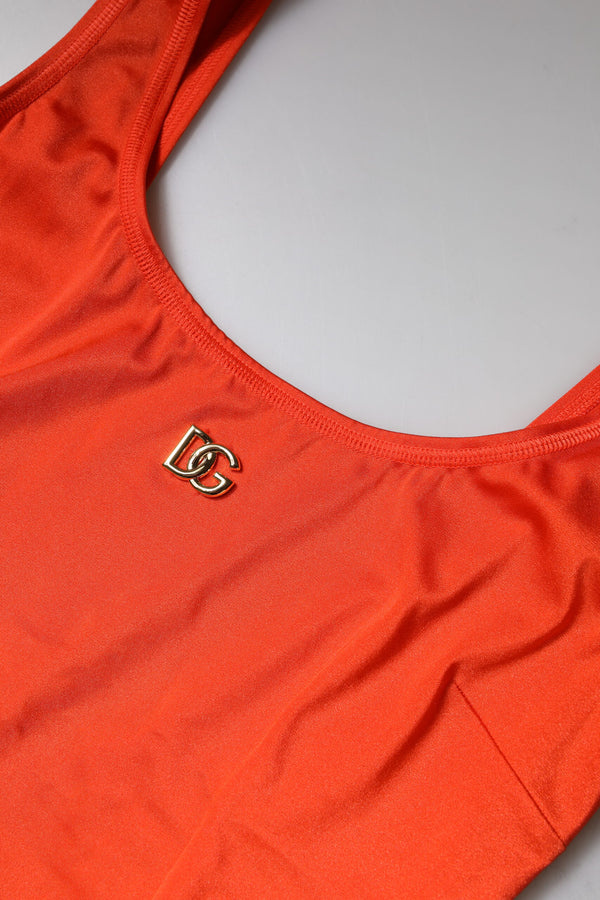 Orange Sleeveless Bodycon Jumpsuit Dress