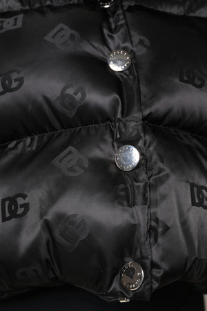 Black Padded Puffer Hooded Full Zip Cropped Jacket