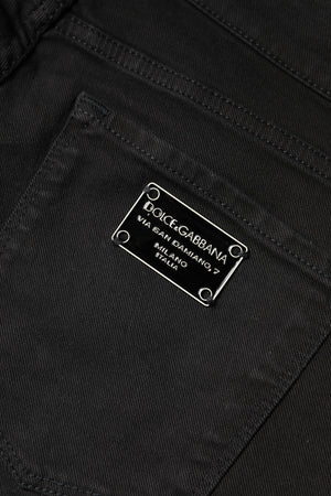 Black Cotton Mid Waisted Skinny Denim Jeans