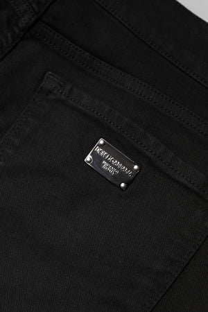 Black Cotton Mid Waisted Skinny Denim Jeans