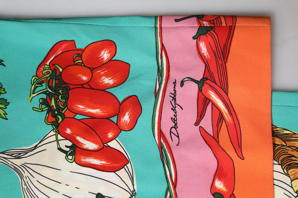 Green Silk Printed Straight Pants