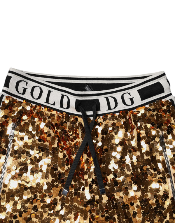 Metallic Gold DG Logo Sequined Jogger Pants