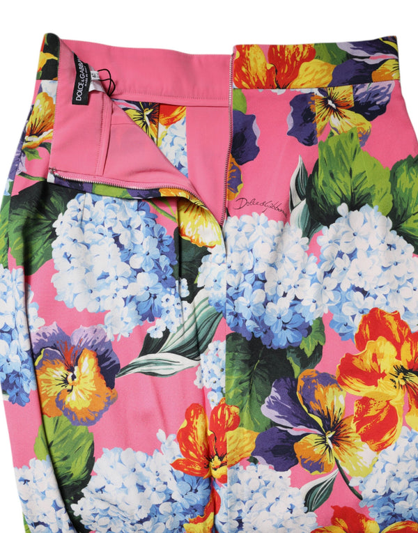 Multicolor Floral Print High Waist Midi Skirt