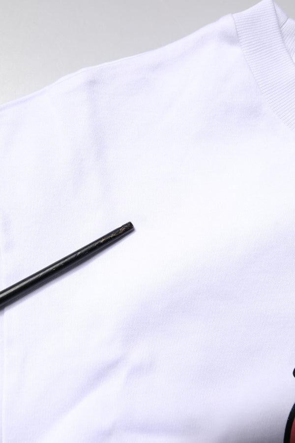 White Printed Cotton Crew Neck Tee T-shirt