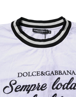 White Cotton DG Fashion Crew Neck Tee T-shirt