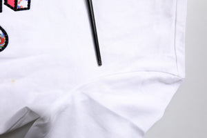 White Cotton Logo Print Round Neck T-shirt