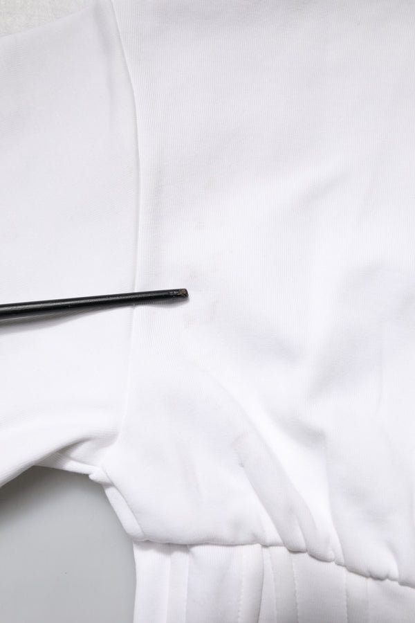 White Cotton Blend 3/4 Sleeves Blouse Top