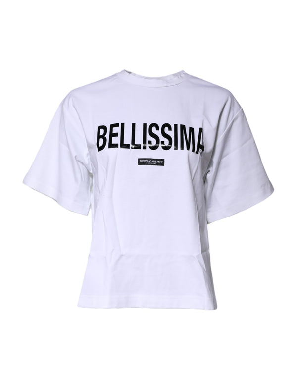 White Bellissima Cotton Crew Neck T-shirt