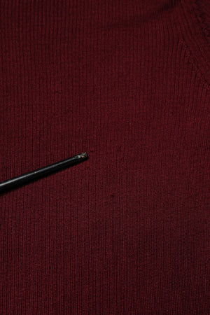 Burgundy Long Sleeves Turtleneck Slim Sweater