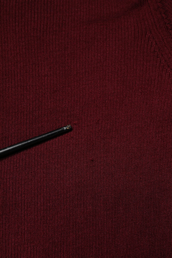 Burgundy Long Sleeves Turtleneck Slim Sweater