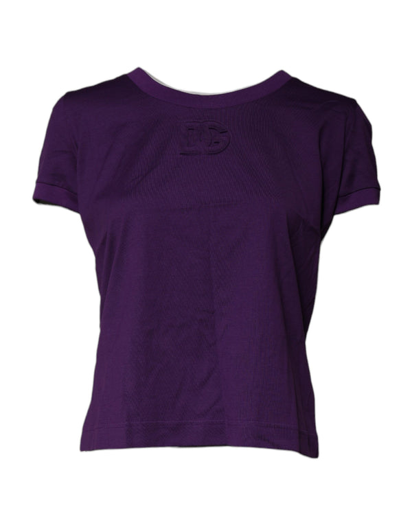 Violet Cotton Crewneck Short Sleeves T-shirt