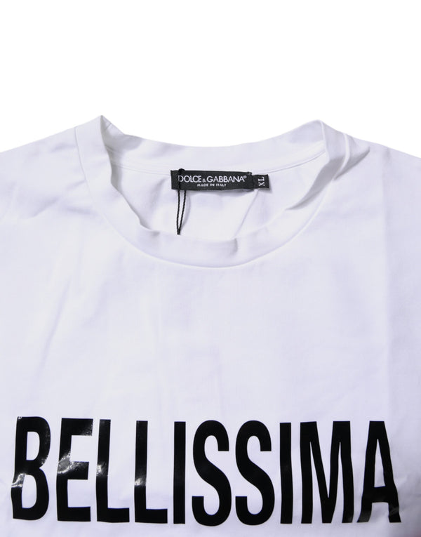 White Bellissima Cotton Crew Neck T-shirt