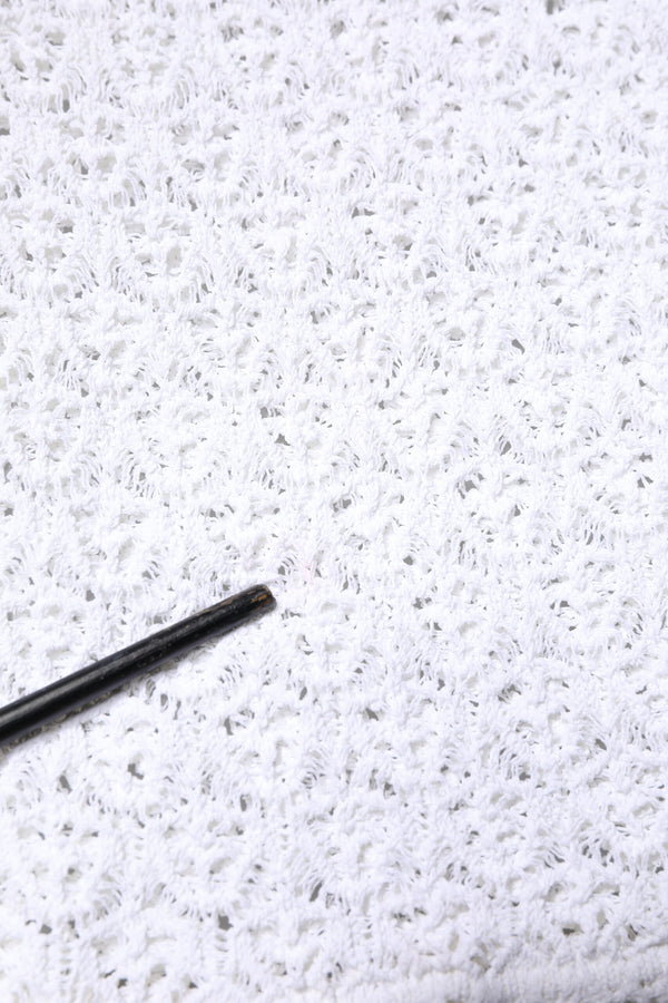 White Viscose Short Sleeve Crochet Top