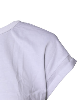 White Cotton Crew Neck Cropped Top T-shirt