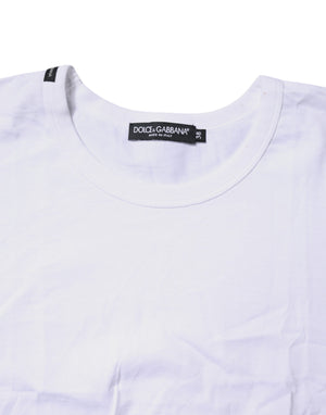 White Cotton Crew Neck Cropped Top T-shirt