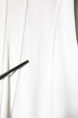 White Cotton Blend 3/4 Sleeves Blouse Top