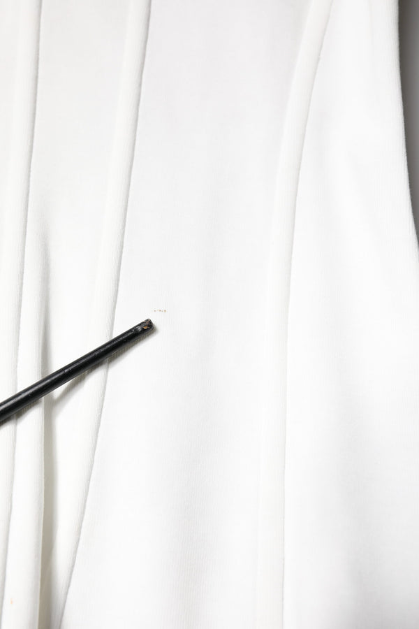 White Cotton Blend 3/4 Sleeves Blouse Top