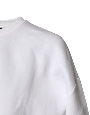 White Cotton Blend 3/4 Sleeves Blouse Top