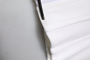 White Cotton Blend 3/4 Sleeves Blouse Top