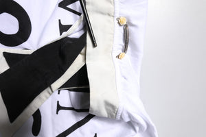 White Cotton Silk Blend Ascot Collar T-shirt