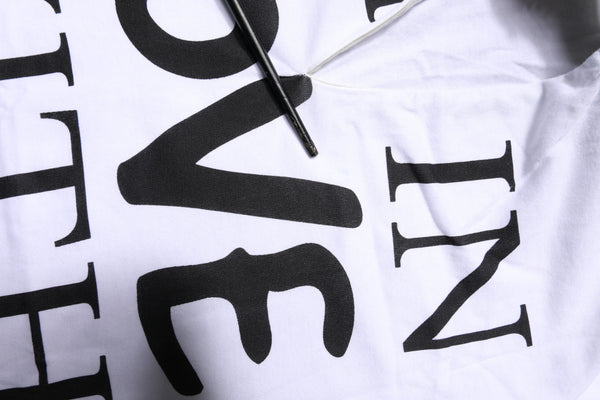 White Cotton Silk Blend Ascot Collar T-shirt