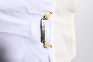 White Cotton Silk Blend Ascot Collar T-shirt