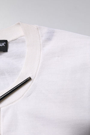 Cream Cashmere Knit Cropped Cardigan Sweater